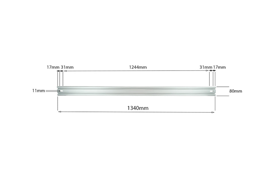 VW T5/T6 SWB/LWB - 1340mm Fork Mount Rail Twin T-Slot -  Fits  Cargo Hoop Mount Holes Behind 2nd Row of Seats (Middle of Van)