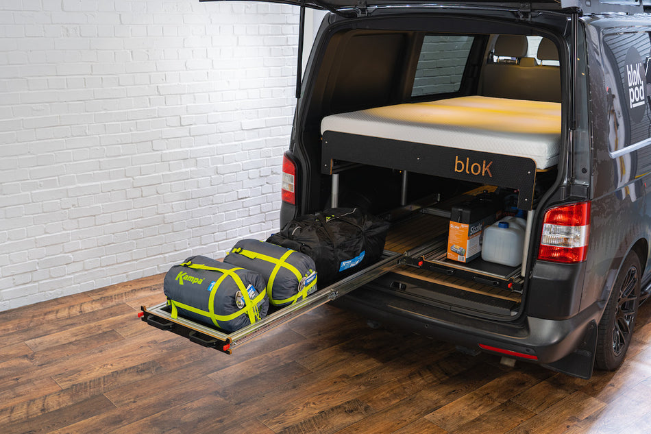 SWB/LWB Vehicle - Twin Sliding Tray + Removable Extending Double Bed