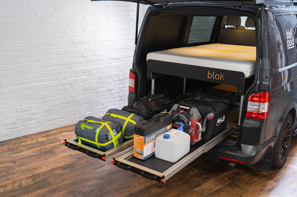 SWB/LWB Vehicle - Twin Sliding Tray + Removable Extending Double Bed