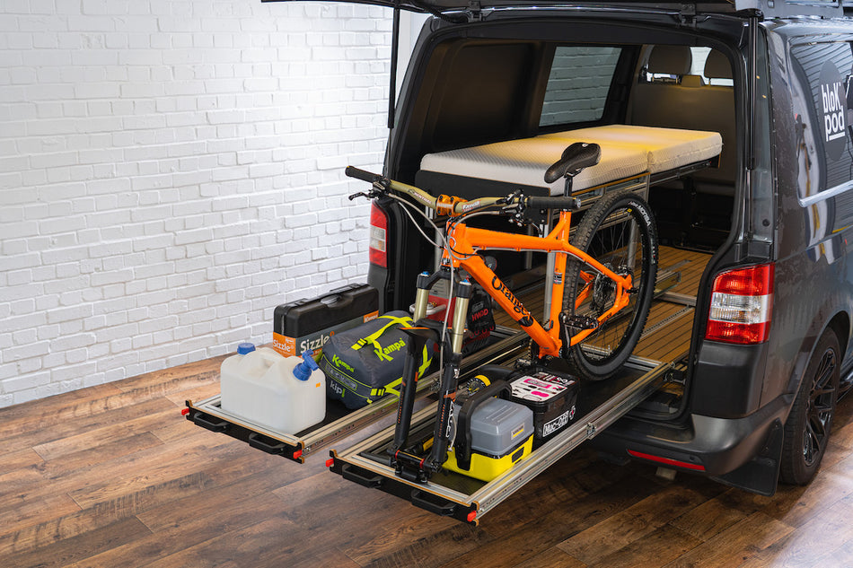 SWB/LWB Vehicle - Twin Sliding Tray +  Removable Extending Single Bed (Passenger Side)