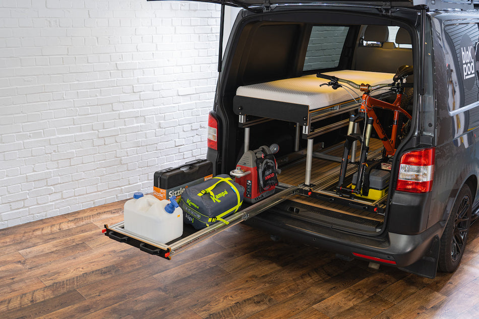 SWB/LWB Vehicle - Twin Sliding Tray +  Removable Extending Single Bed (Passenger Side)