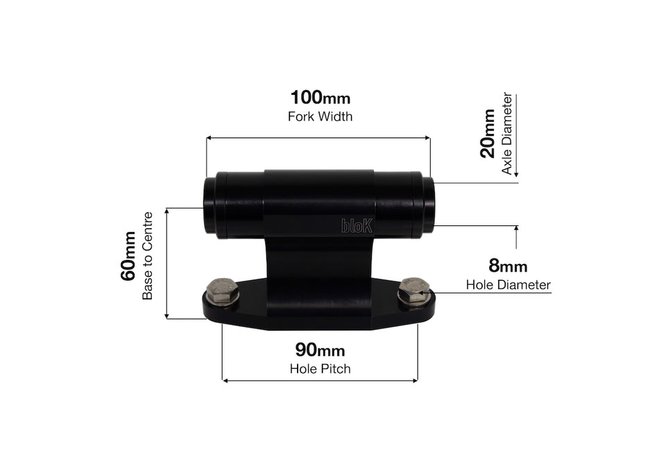 2 x Fork Mount Inserts 20x100 MTB Non-Boost (BLACK)