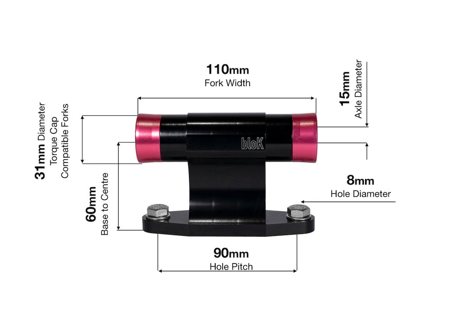 2 x Fork Mount Inserts 15x110TC MTB *Torque Cap (PINK)