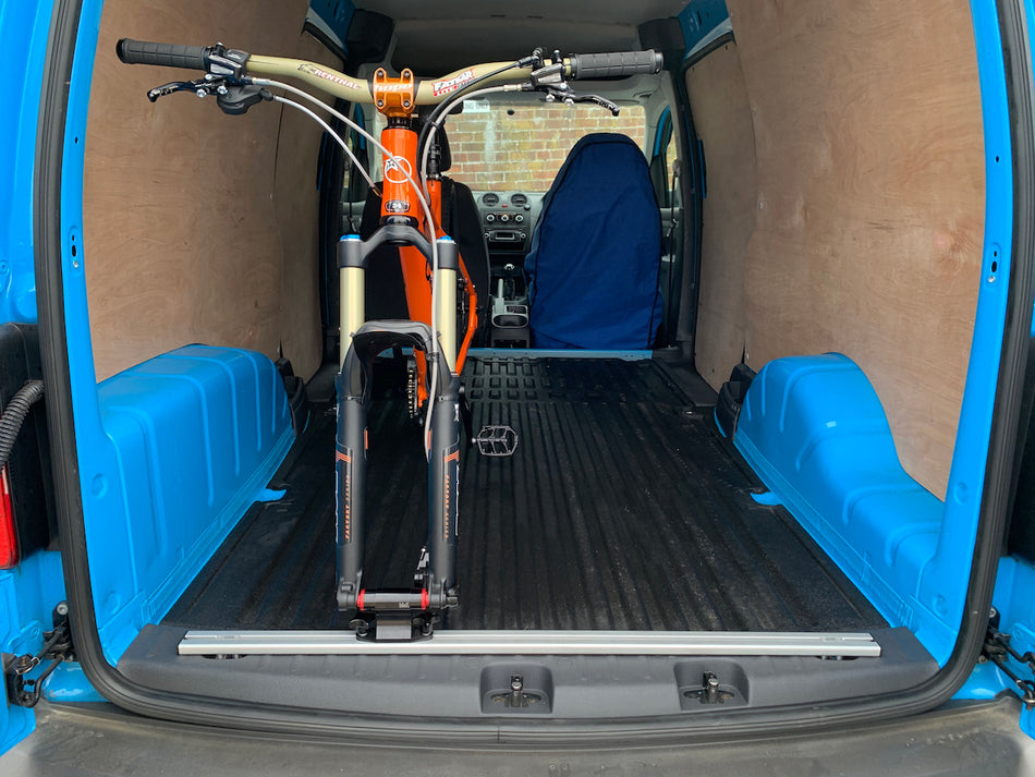 VW Caddy (2010-2020) 990mm Fork Mount Rail Single T-Slot -  Fits  Rear Cargo Hoop Mount Holes