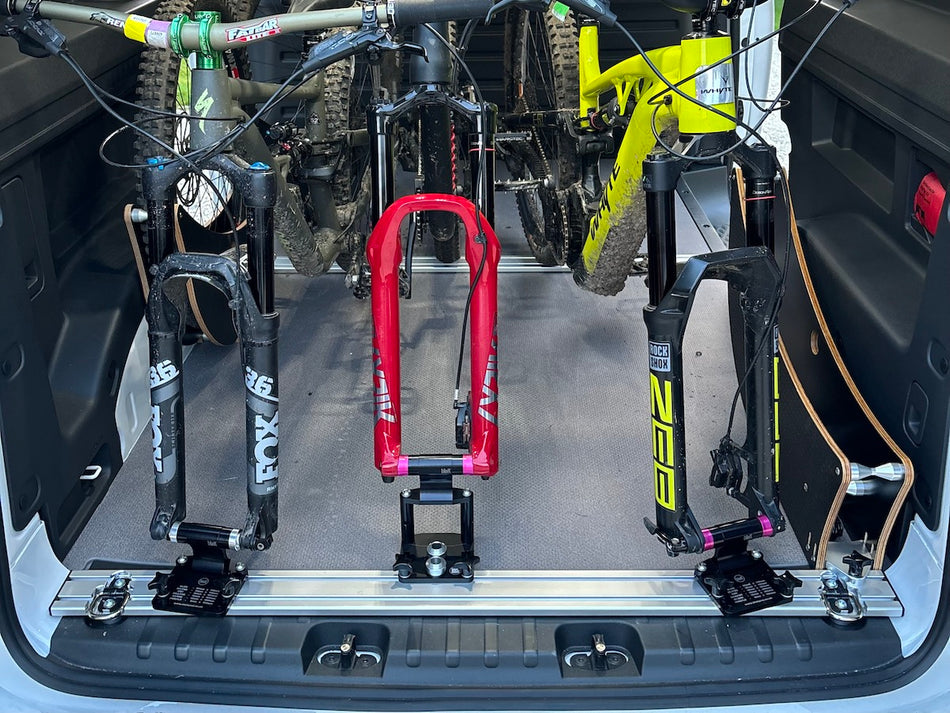 VW ID BUZZ CARGO- 1180mm Fork Mount Rail Twin T-Slot -  Fits Cargo Hoop Mount Holes Tailgate/Barn Door end