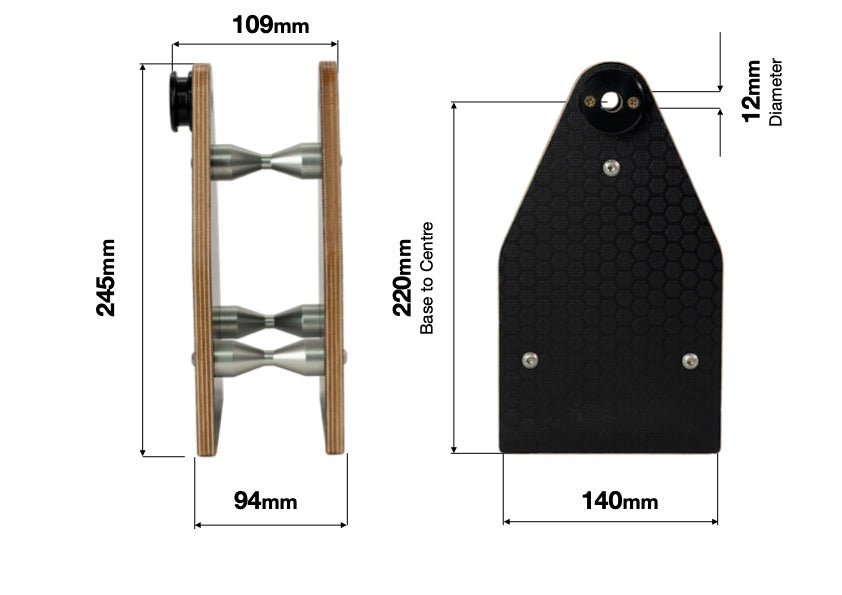 Rear Frame Support - Fits Diameter 12mm Axle - 220mm Height - Sealed & Polished